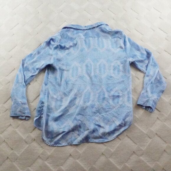 Equipment Button Up Top Womens Large Satin Blue - Picture 10 of 11